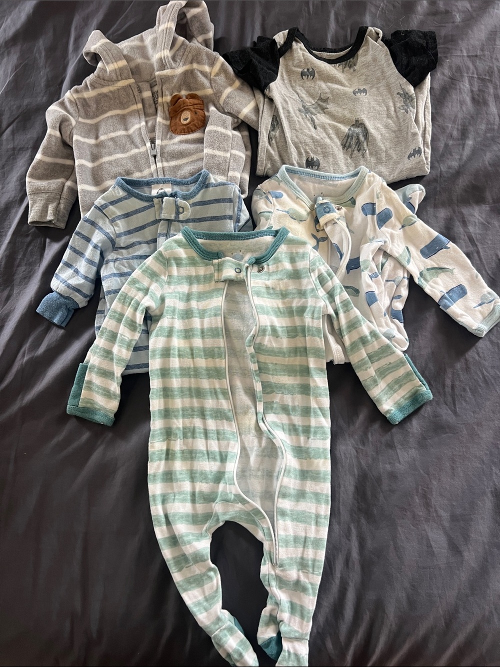 5 0-3 month long sleeve footies baby boy Batman cloud island Gerber carter’s
